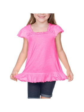 Girls/' Ruffle T-Shirt Cat /& Jack Bali Hot Pink Cap Sleeve Flutter Top Shirt